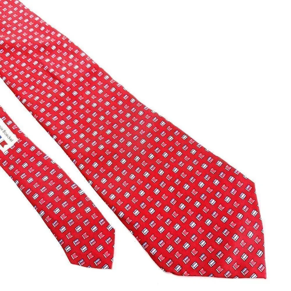Vineyard Vines Silk‎ Tie Red Print Jamie Boeckel Custom Collection